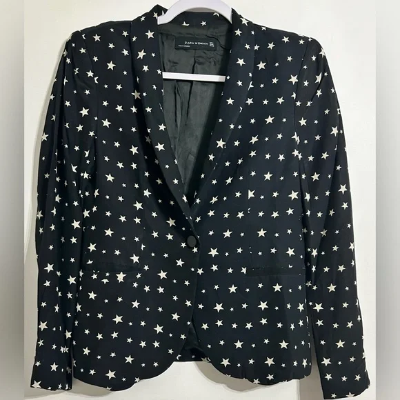 Zara Women's Black Star Pattern Blazer - Picture 2 of 5